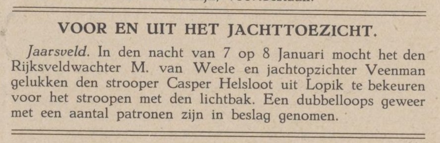 Casper Helsloot 1896 De Nederlandsche jager; voor jagers en honden liefhebbers, jrg 26, 1920-1921, no 32, 05-02-1921