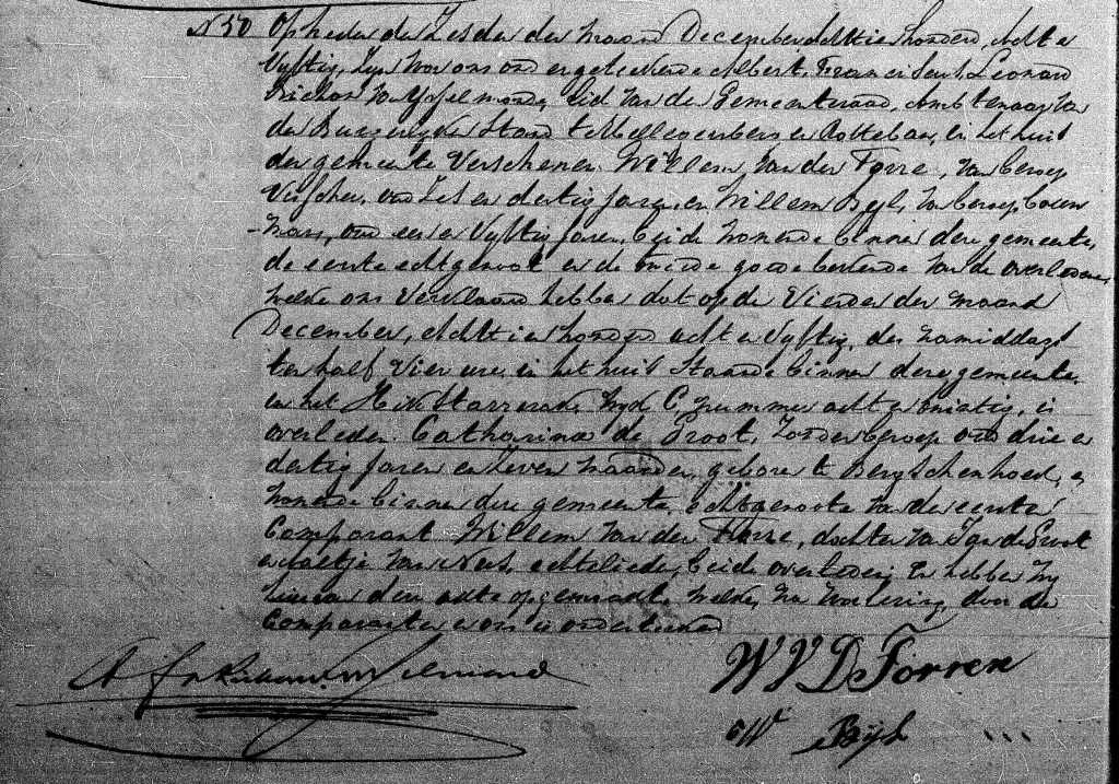Catharina de Groot overlijdensakte