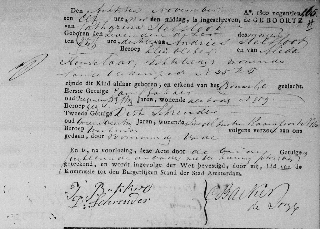 Catharina Helsloot 1819 geboorteakte
