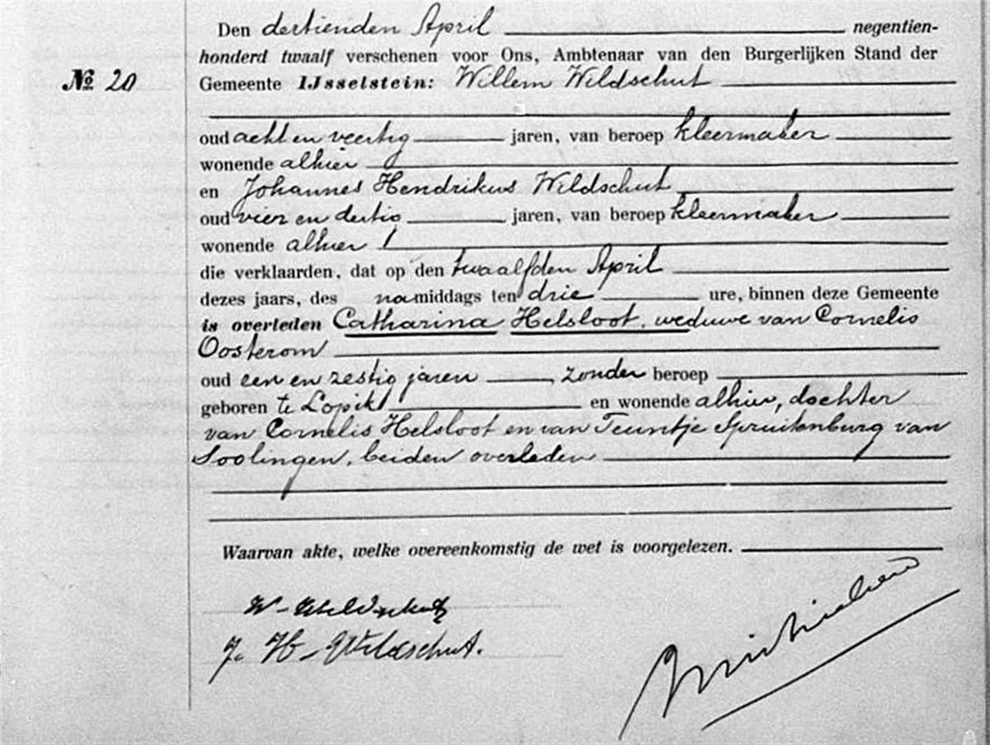 Catharina Helsloot 1850 overlijdensakte