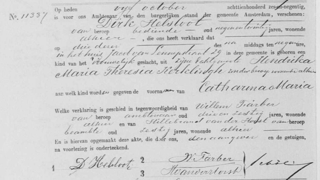 Catharina Maria Helsloot 1896 geboorteakte