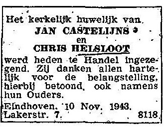 Chris Helsloot 1905 trouwadvertentie
