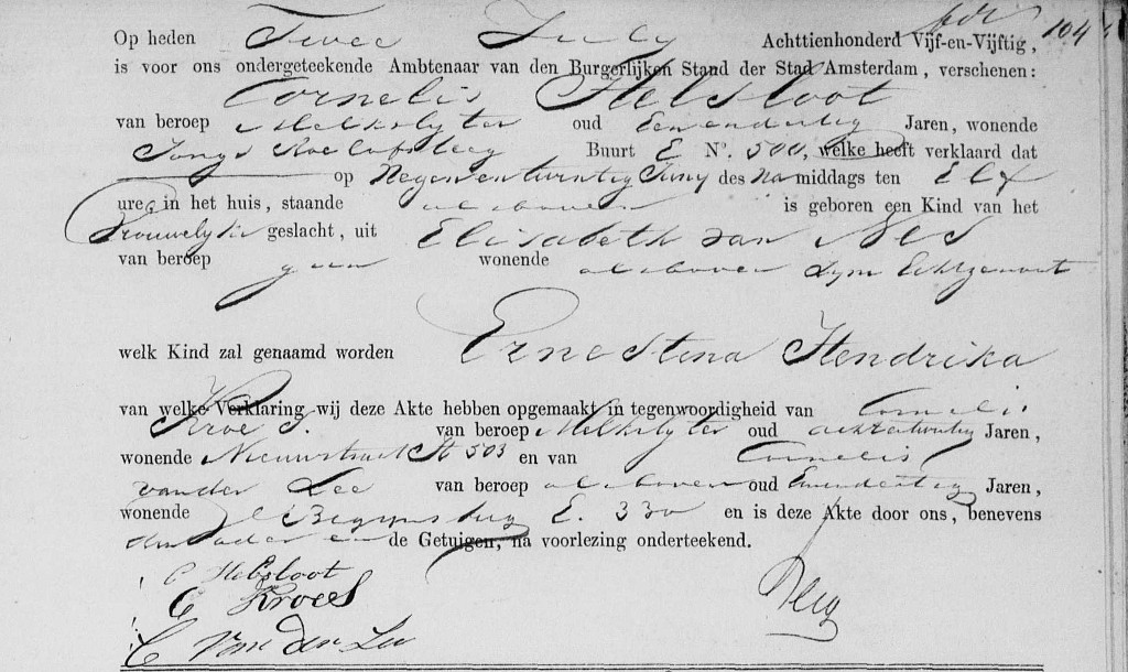 Christina Hendrika Helsloot 1855 geboorteakte