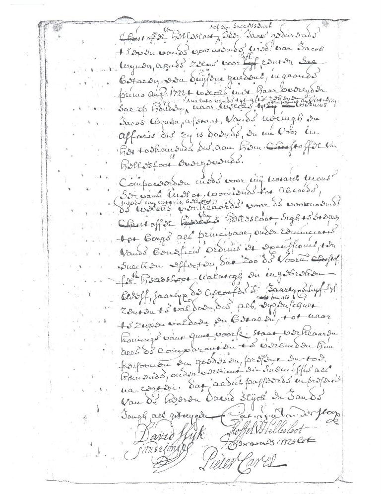 Christophorus Hermans Helsloot 1693 contract 1722 IV