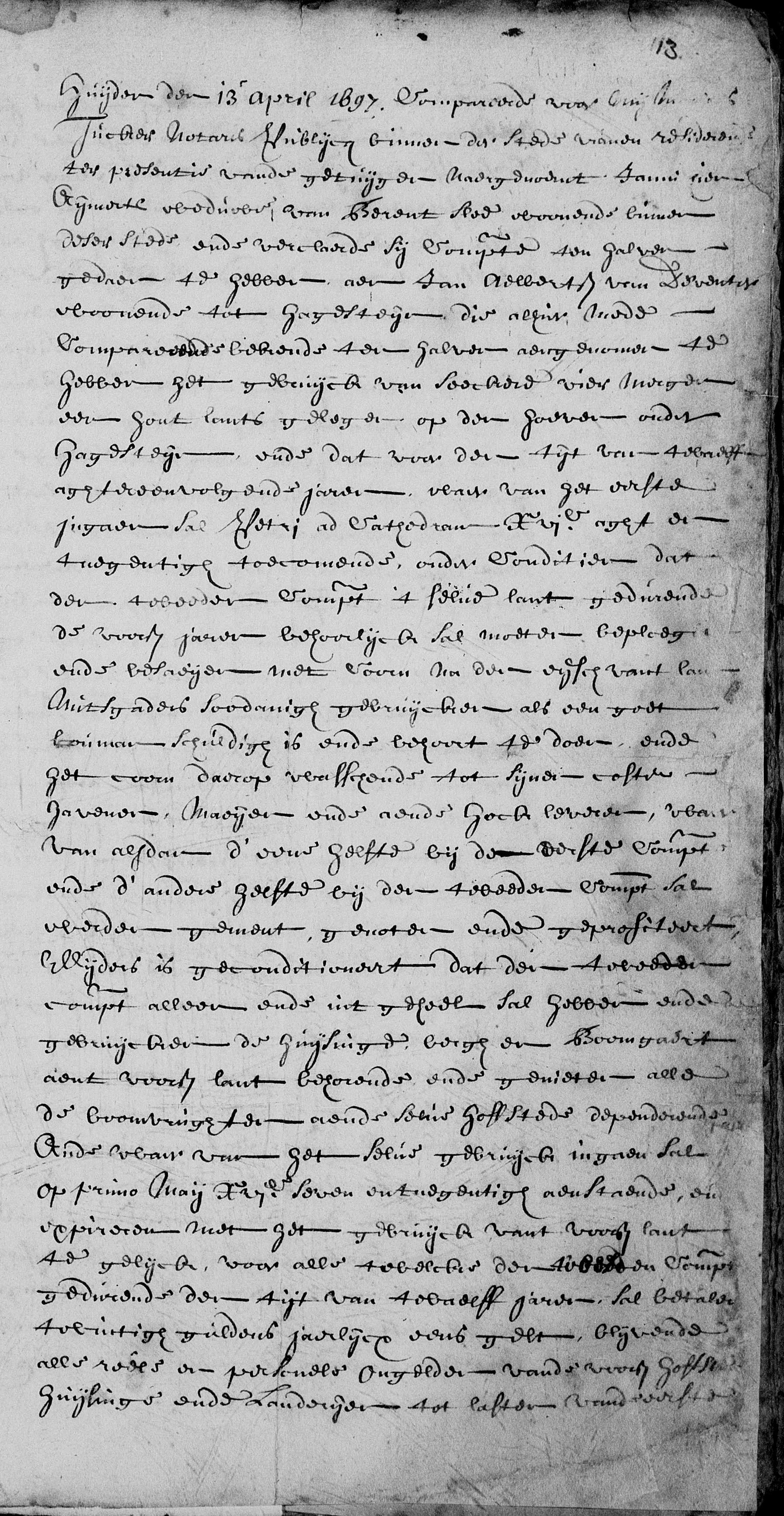 Claes Alpherts van Helsdingen getuige 13 april 1697 I