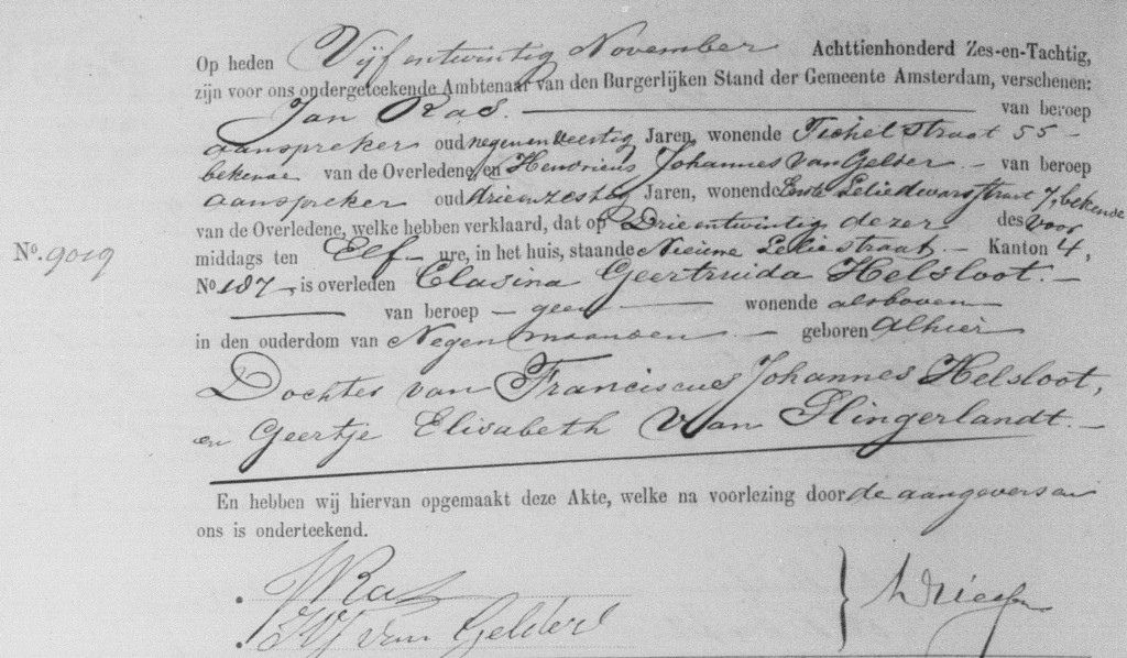 Clasina GeertruidaHelsloot 1886 overlijdensakte