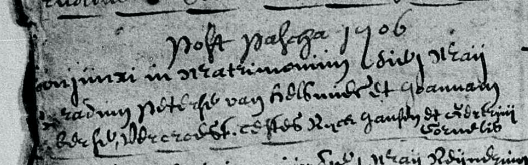Coenraad Petersz Helsmier van Elsendoorn x Johanna Herbertse Vercroest trouwboek