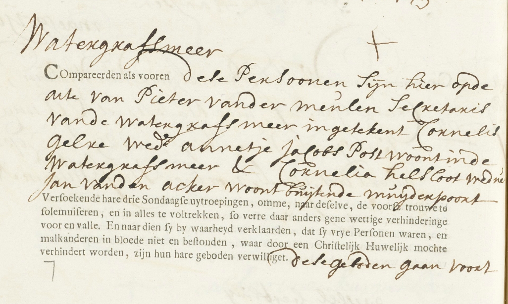 Cornelia Arisse Helsloot 1685 ondertrouwboek 1725
