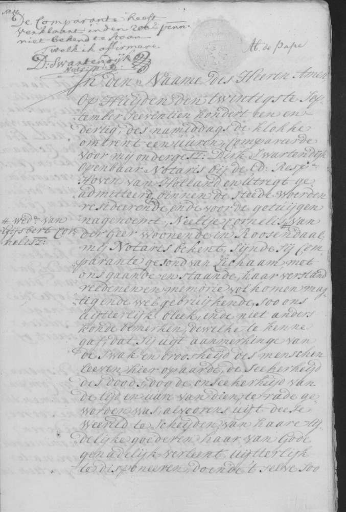 Cornelia Cornelisdr Honcoop testament I