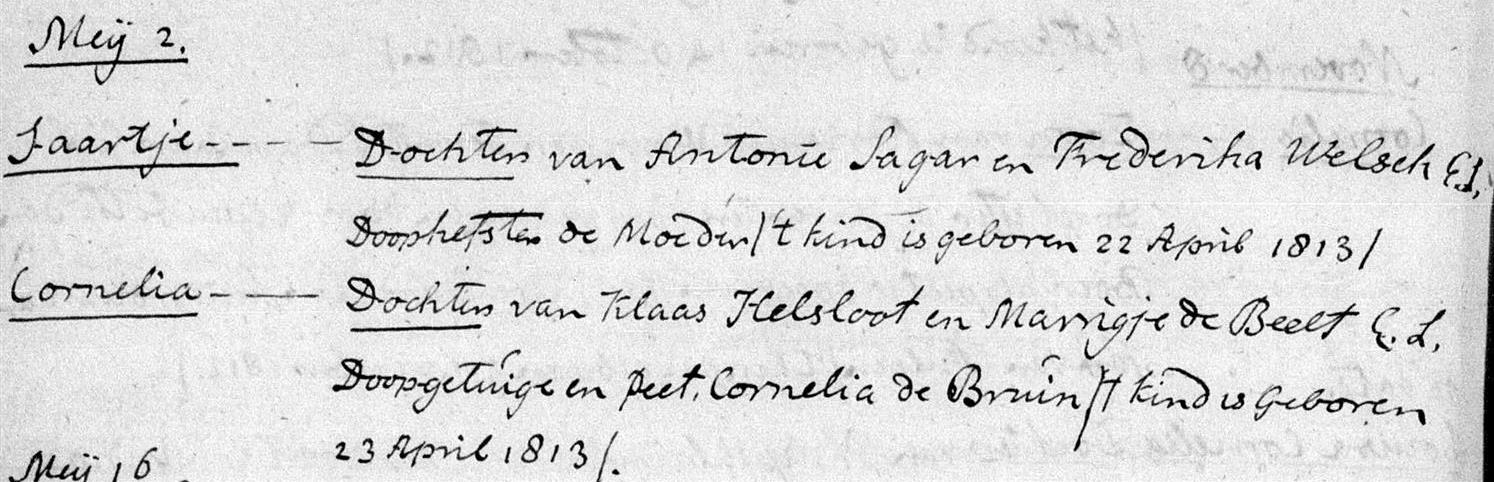 Cornelia Helsloot 1813 doopboek