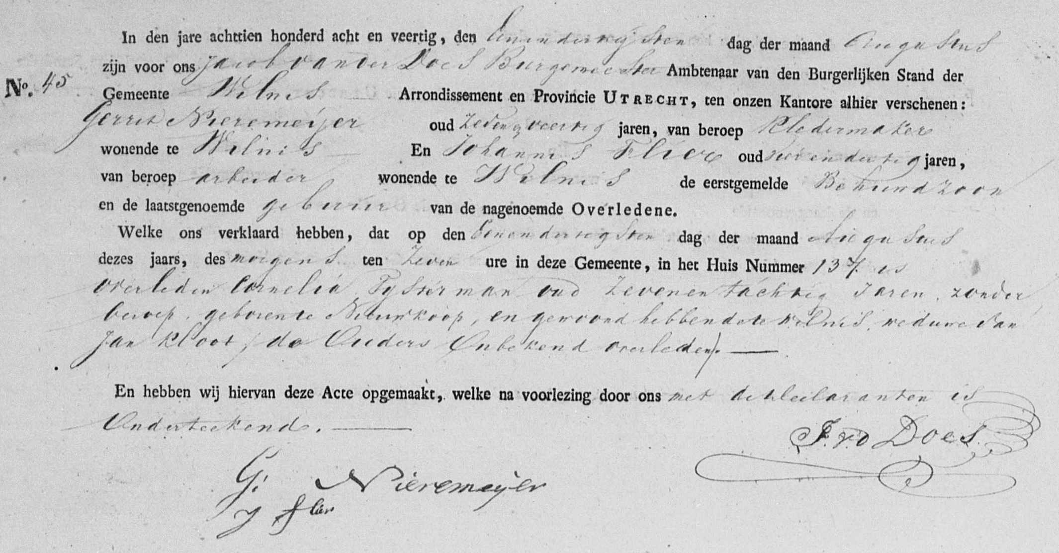 Cornelia Tijsterman overlijdensakte