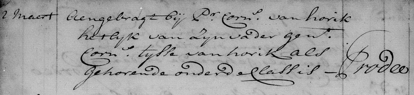 Cornelis Thijsz van Hoorik impost op begraven