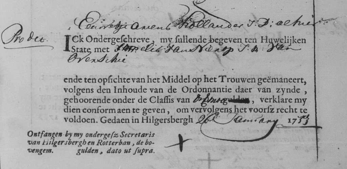 Cornelis van Nierop x Eeuwitje Hollander ondertrouwboek