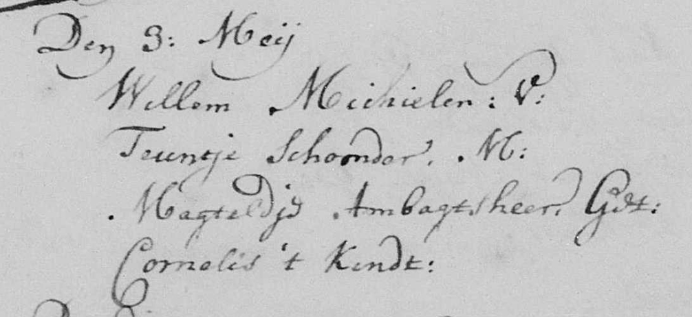 Cornelis Willems Michielen doopboek
