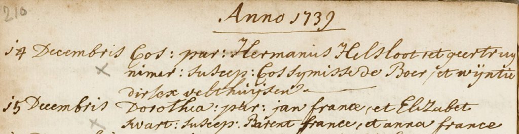 Cors Helsloot 1739 doopregister