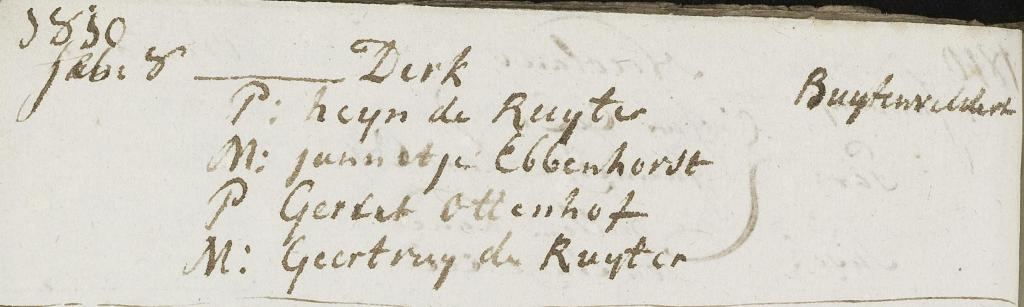 Dirk de Ruijter doopboek