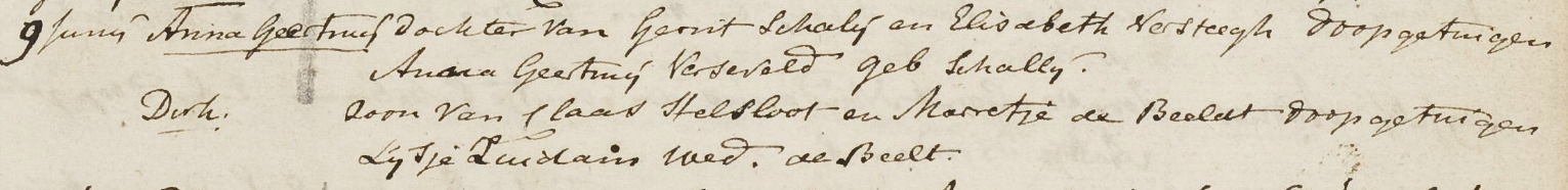 Dirk Helsloot 1799 doopboek