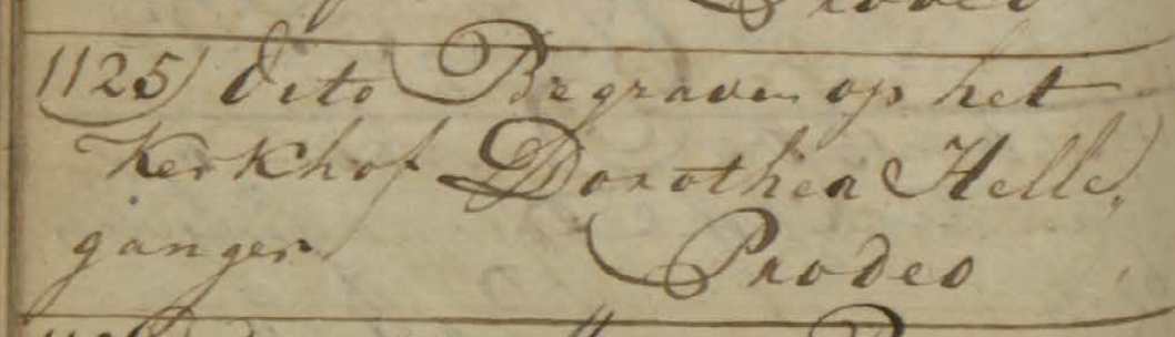 Dorothea Helleganger 1773 begraafboek