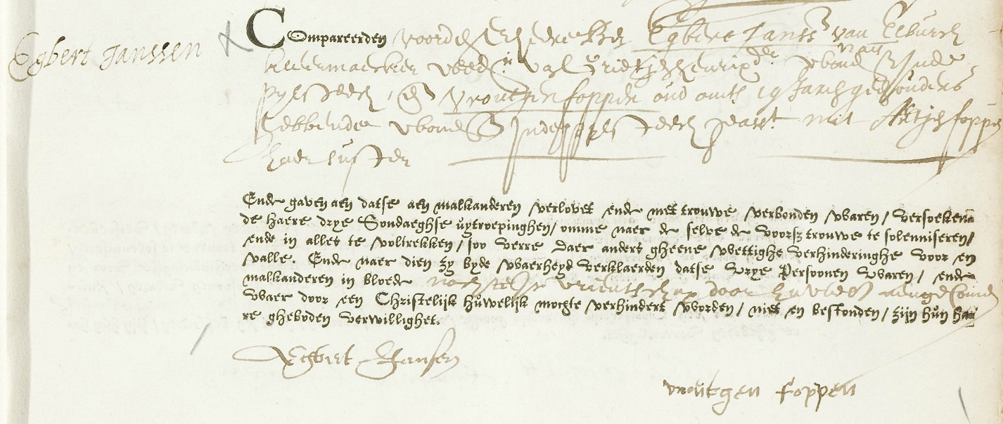Egbert Jansz van Adelaer x Vrouwtje Foppen ondertrouwboek