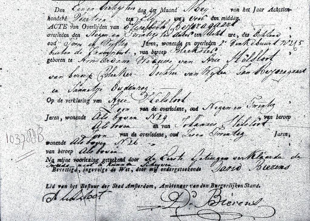 Elisabeth Biorigaard overlijdensakte