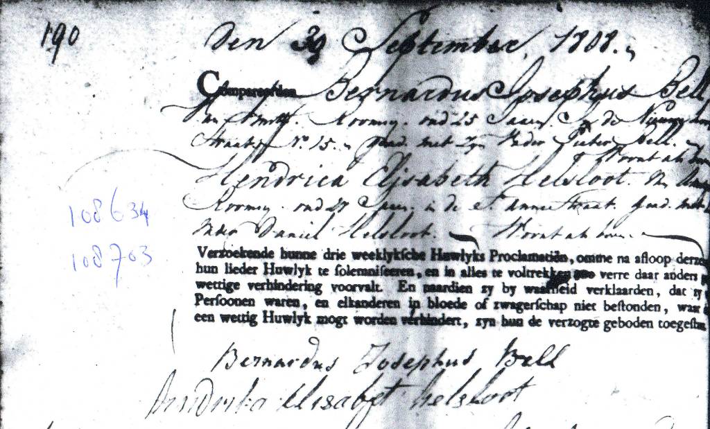 Elisabeth Hendrina Helsloot 1781 trouwakte