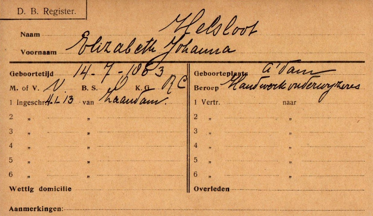 Elisabeth Johanna Helsloot 1863 bevolkingsregister I
