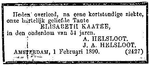 Elisabeth Kaatee overlijdensadvertentie II