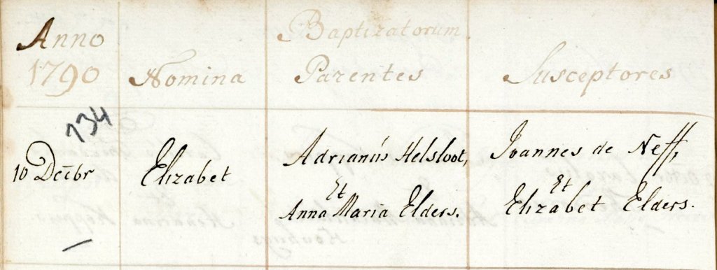 Elizabet Helsloot 1790 doopregister