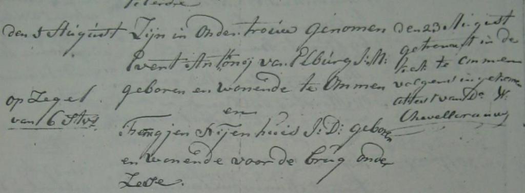 Evert Anthonij van Elburg x Fennigje Hendriks Nijhuis trouwboek