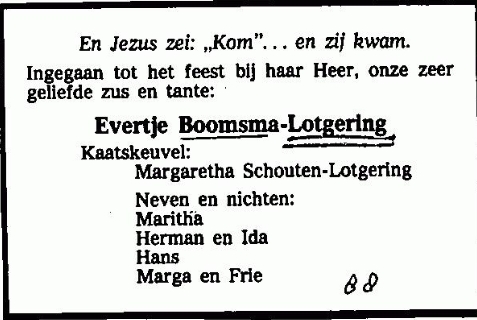 Evertje Lotgering overlijdensadvertentie III