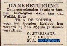 Franciscus Adrianus Helsloot 1868 12,5 jaar jubileum ; Nieuws van den dag 15-9-1899