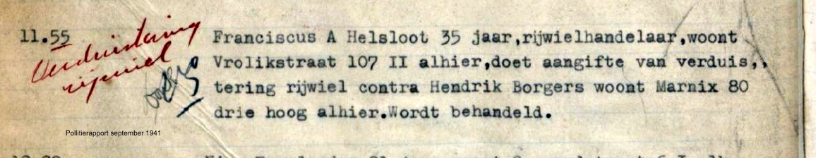 Franciscus Adrianus Helsloot 1906 politierapport september 1941