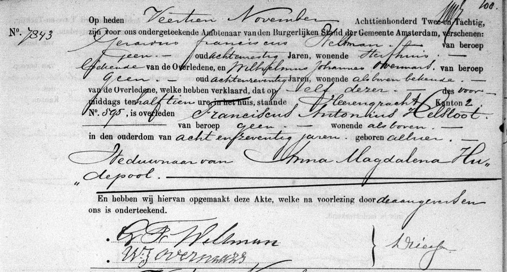 Franciscus Antonius Helsloot 1804 overlijdensakte