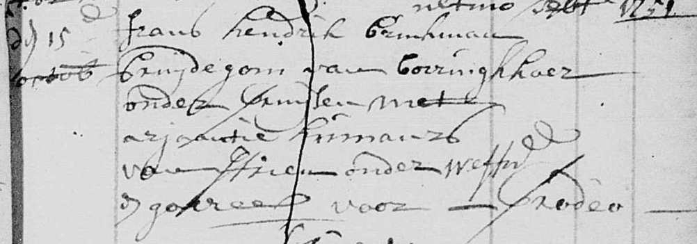 Frans Hendrik Brinkman x Adriaantje Humans van Strien impost op trouwen