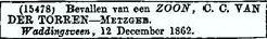 Frederik Adrianus van der Torren 1862 geboorteadvertentie
