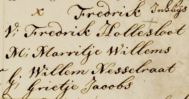 Frederik Hollesloot 1714 doopboek