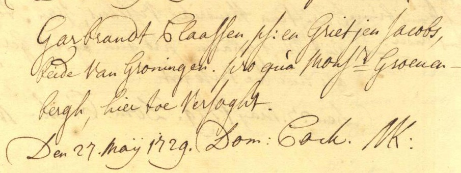 Garbrand Claassen Stollinga x Grietje Jacobs ondertrouwboek