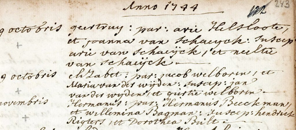 Geertrui Helsloot 1744 doopakte