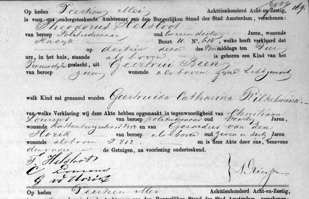 Geertruida Catharina Wilhelmina Helsloot 1868 geboorteakte