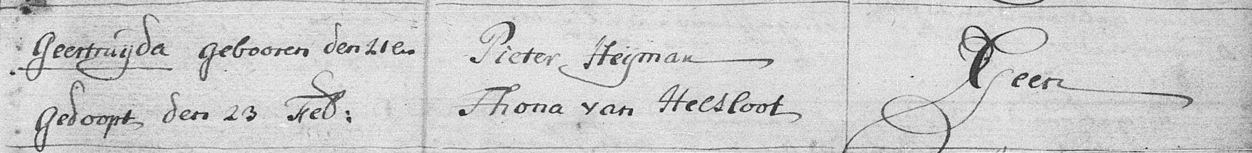 Geertruijda Heijman 1777 doopboek