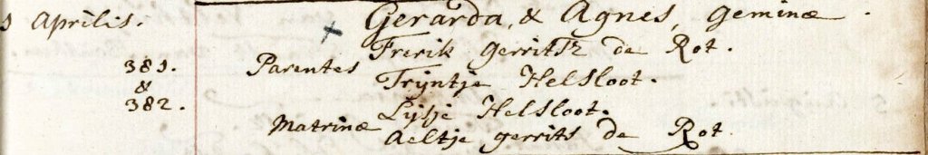 Gerarda de Rot 1724 doopakte