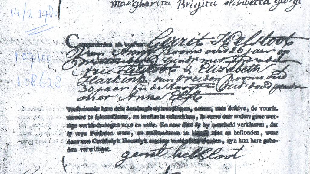 Gerardus Helsloot 1753 huwelijksakte