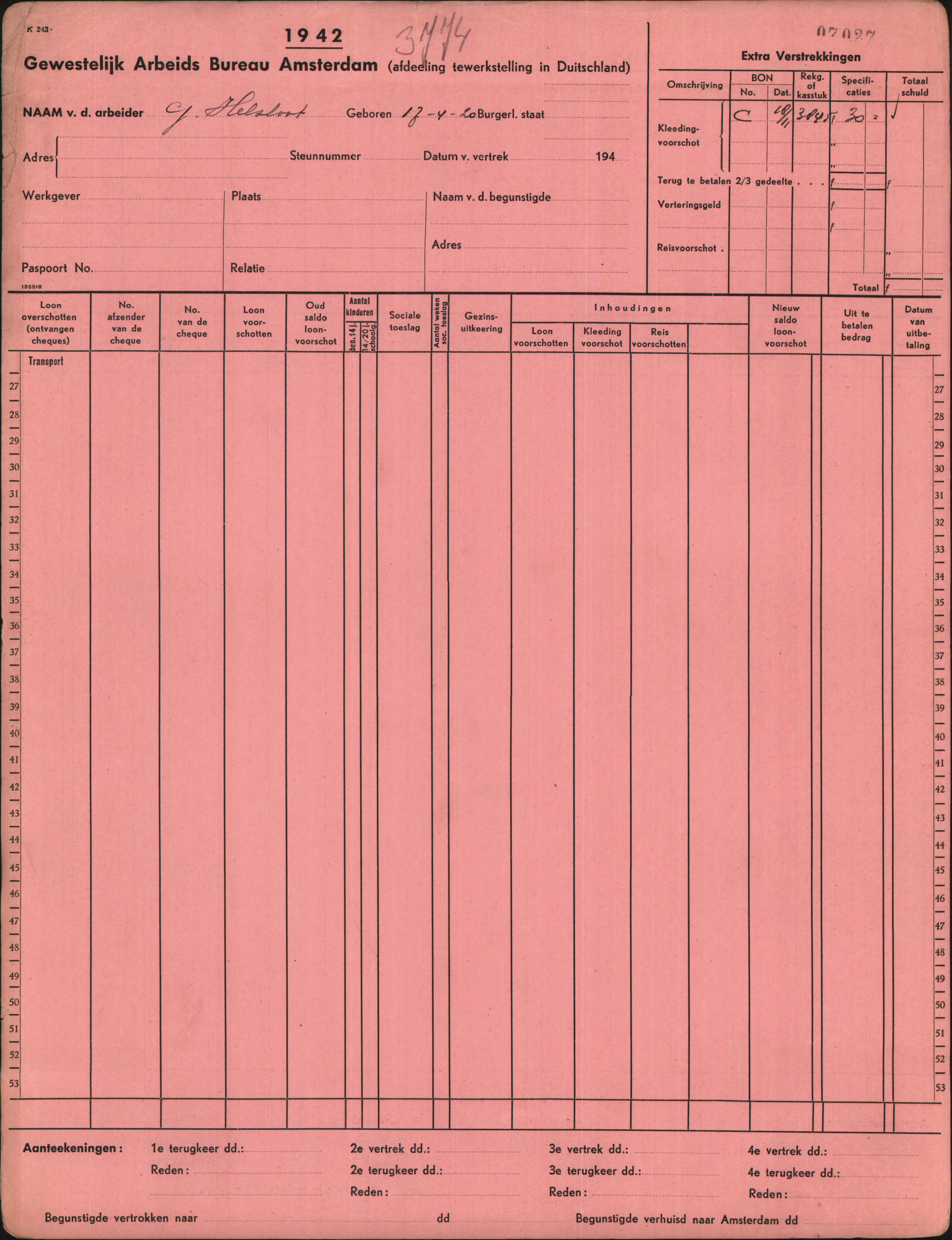 Gerardus Helsloot 1920 tewerkstelling 1942 I