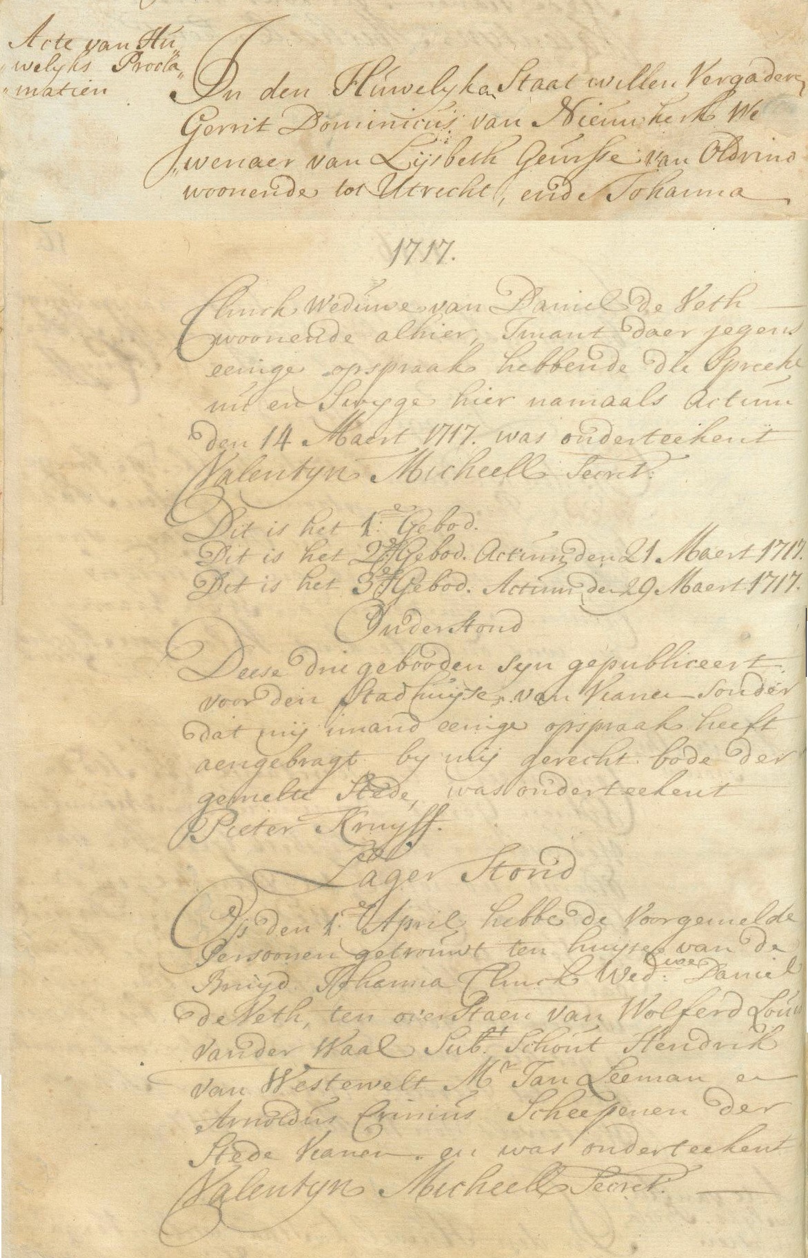 Gerardus van Niekerk x Johanna Klinck ondertrouwboek