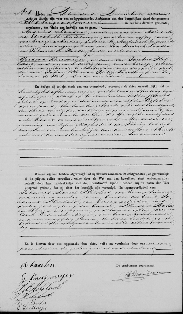 Gerdina Kniesmeijer huwelijksakte 1868