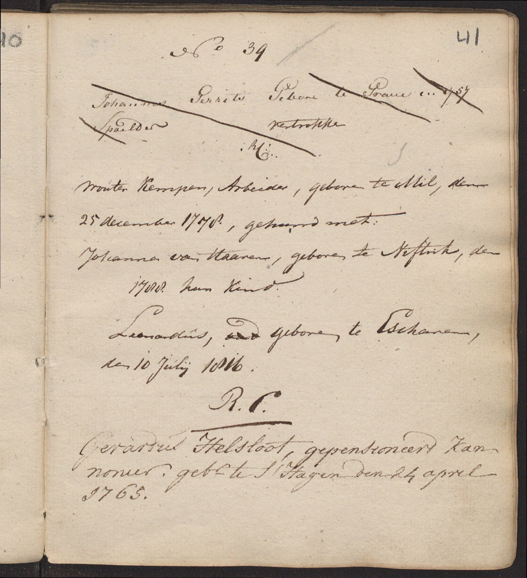 Gerhardus Helsloot 1765 bevolkingsregister Grave