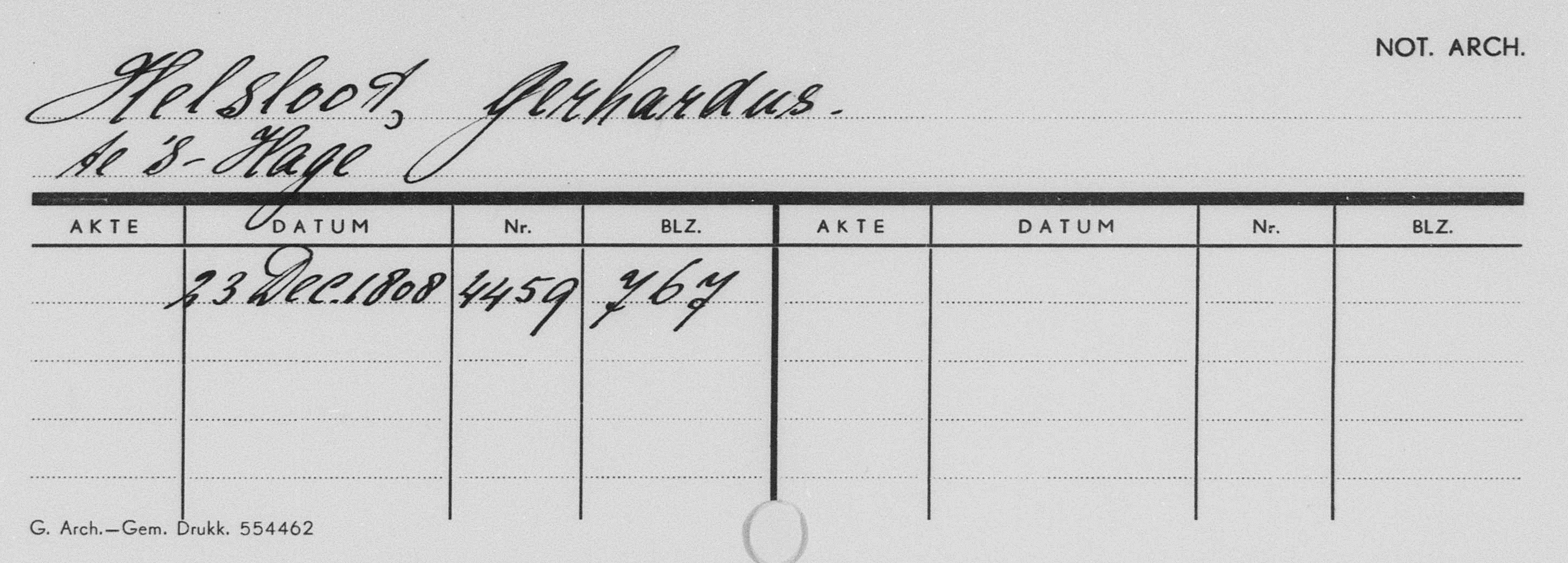 Gerhardus Helsloot 1765 index notarieel archief Den Haag II