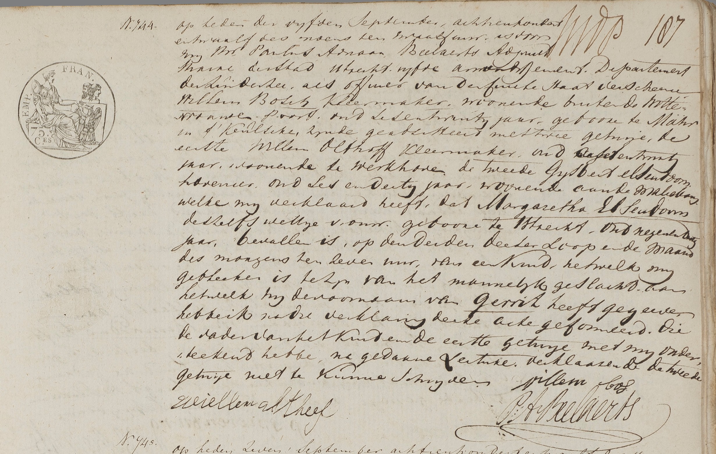 Gerrit Bos 1812 geboorteakte