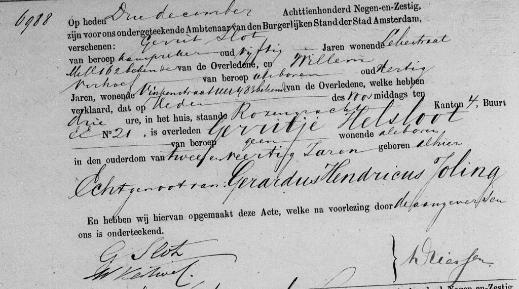 Gerritje Helsloot 1827 overlijdensakte