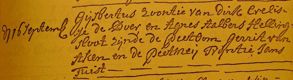 Gijsbertus de Boer doopboek